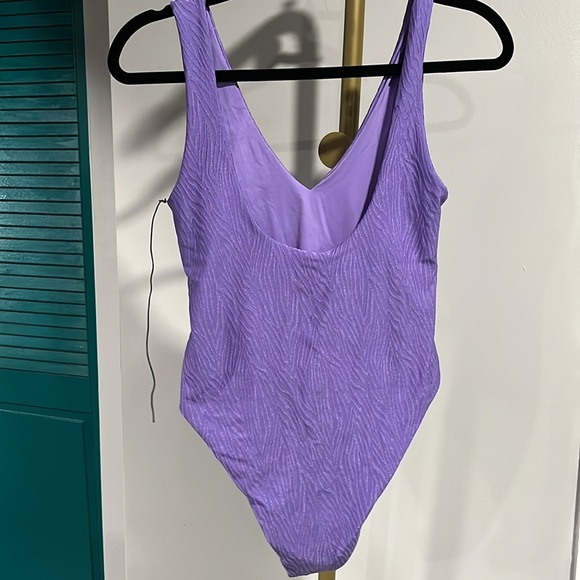 NWT LA PORTE Jordan Deep V One Piece Royal Purple Jacquard swimsuit M - Picture 10 of 10